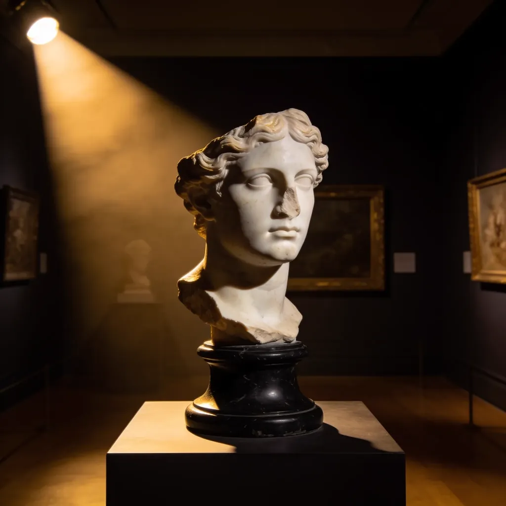 Marble bust, chiaroscuro