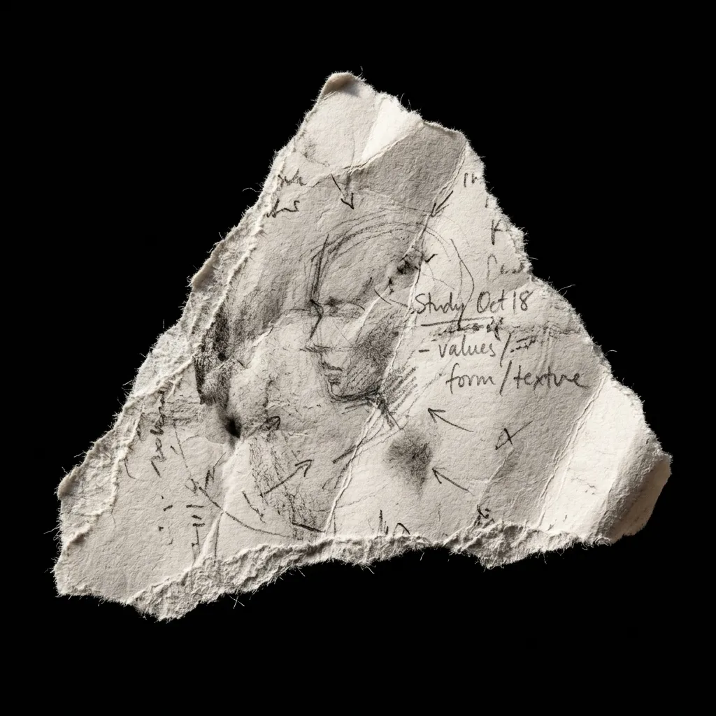 Torn sketchbook