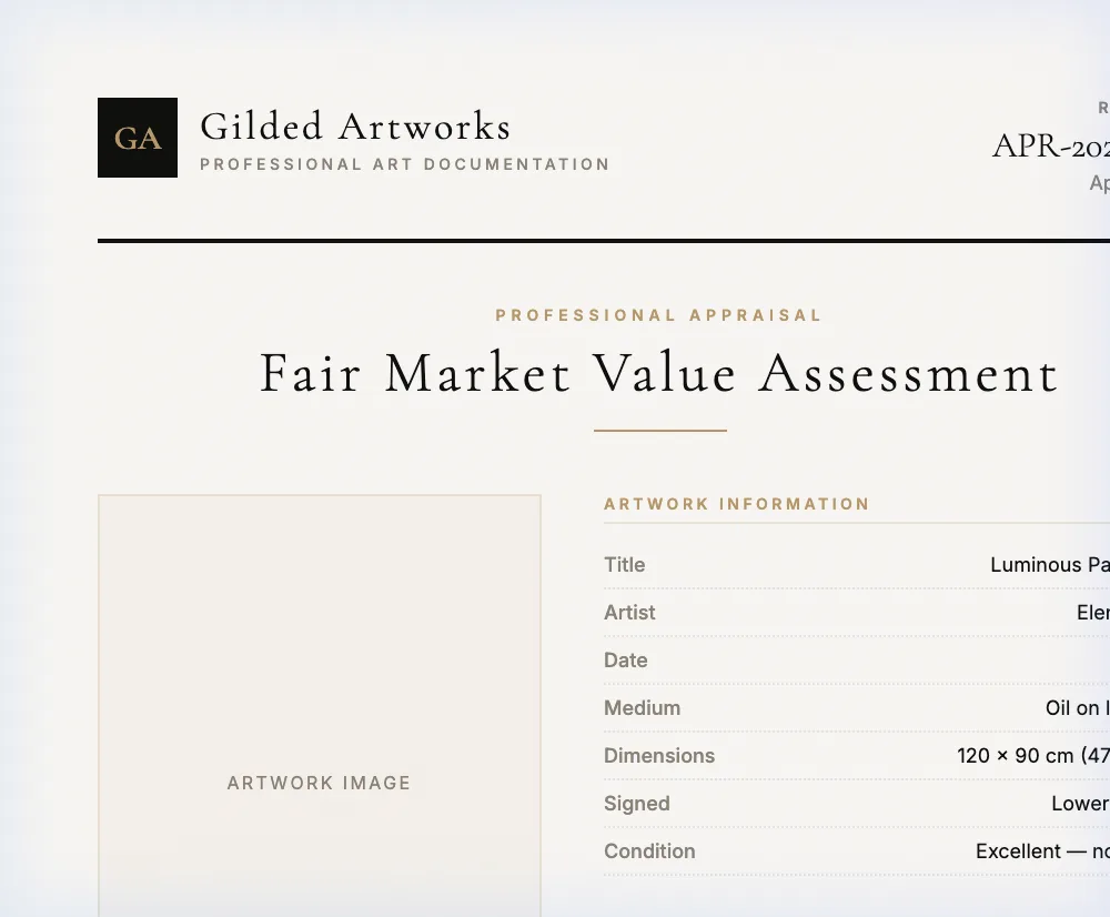 Appraisal Report sample — fair market value assessment