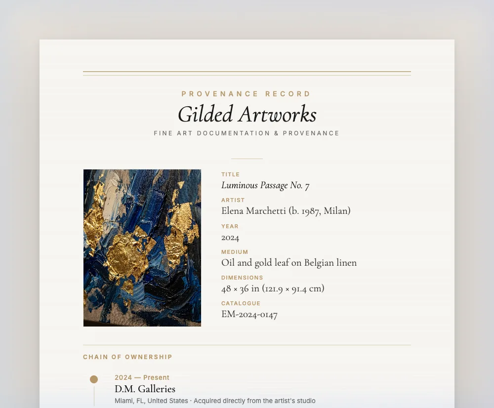 Provenance Record sample — complete ownership chain
